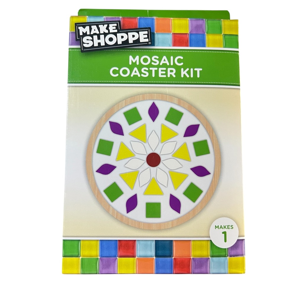 Make Shoppe Mosaic Coaster Kit DIY Mandala Tile Art Craft Set Kids Project NEW